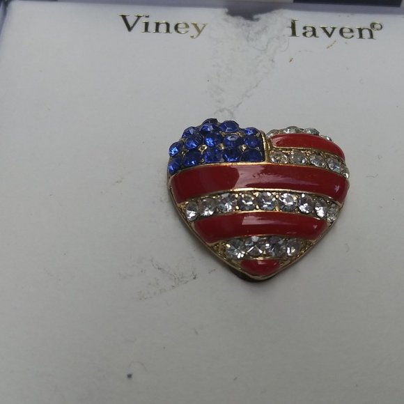 Vineyard Haven Jewelry Crystal Patriotic Heart Pin Brooch Poshmark